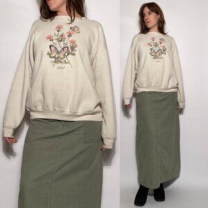 Vintage 1990s Maui GRAPHIC Butterfly Sweatshirt! Large to XL